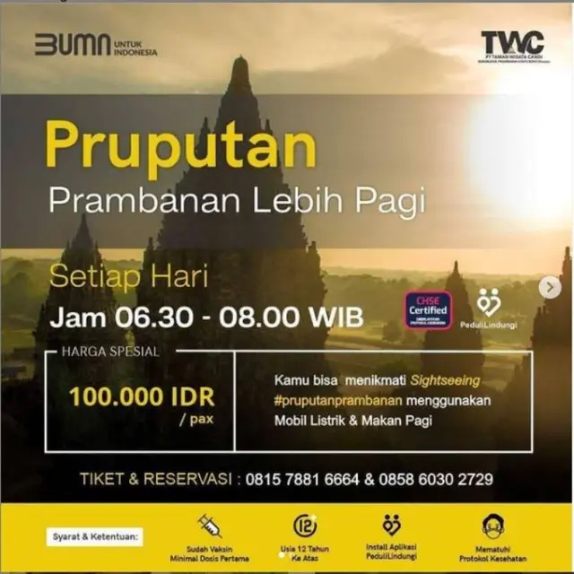 Candi Prambanan Tawarkan Paket Wisata di Pagi Hari
