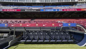 Hal tersebut membuat Barcelona untuk sementara waktu harus "mengungsi" ke Stadion Olimpiade Lluis Companys dan Estadi Johan Cruyff. (AFP/Josep Lago)