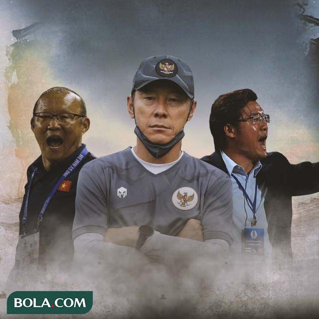 Ilustrasi - Shin Tae-yong diapit Park Hang-seo dan Kim Pan-gon