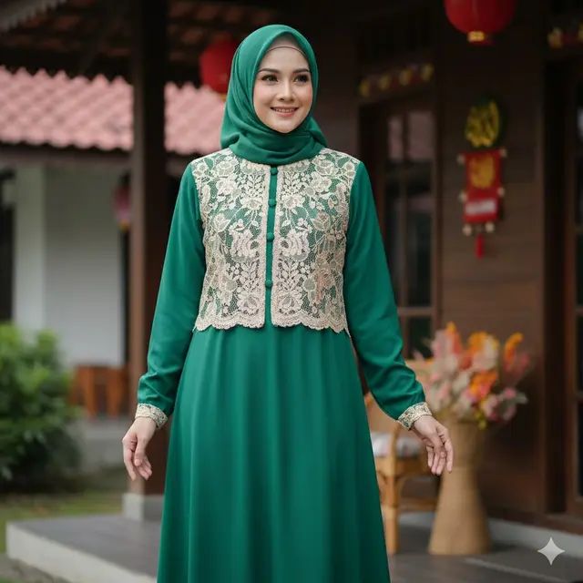 Gamis Rompi Lepas Bergaya Malai (Gemini AI)