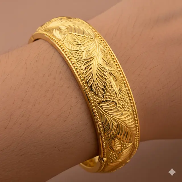 Model Gelang Emas 22 Karat 12 Gram dengan Detail Ukiran. Gemini