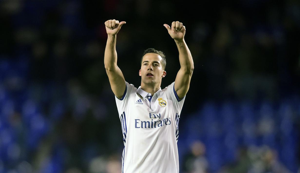 Pemain Real Madrid, Lucas Vazquez mengoleksi tiga gol untuk timnya, gol tersebut membawanya masuk dalam daftar delapan besar top scorer Los Blancos. (AFP/Miguel Riopa)