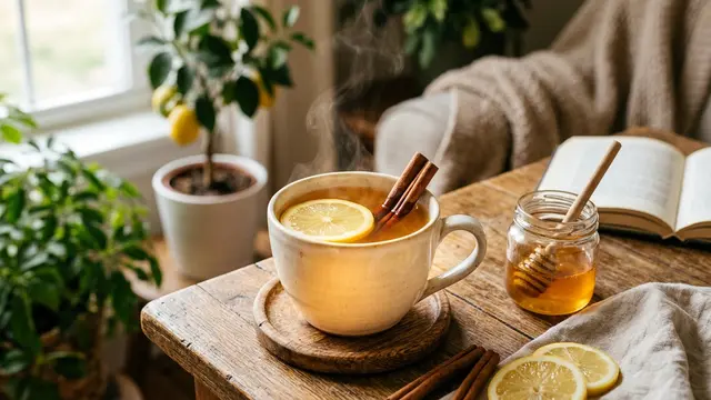 Lemon Hangat dengan Madu dan Kayu Manis (AI Generated)