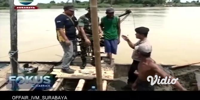 VIDEO: Petugas Gabungan Tertibkan Penambang Pasir Ilegal di Bengawan Solo Tuban