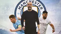Manchester City - Kevin de Bruyne, Pep Guardiola, Sergio Aguero (Bola.com/Adreanus Titus)