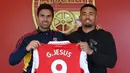 <p>Jesus didapuk menggunakan jersey bernomor punggung sembilan. Pada musim lalu, nomor ini digunakan oleh Alexandre Lacazette yang kini memutuskan untuk hengkang ke Olympique Lyon. (Foto: Twitter/Arsenal)</p>