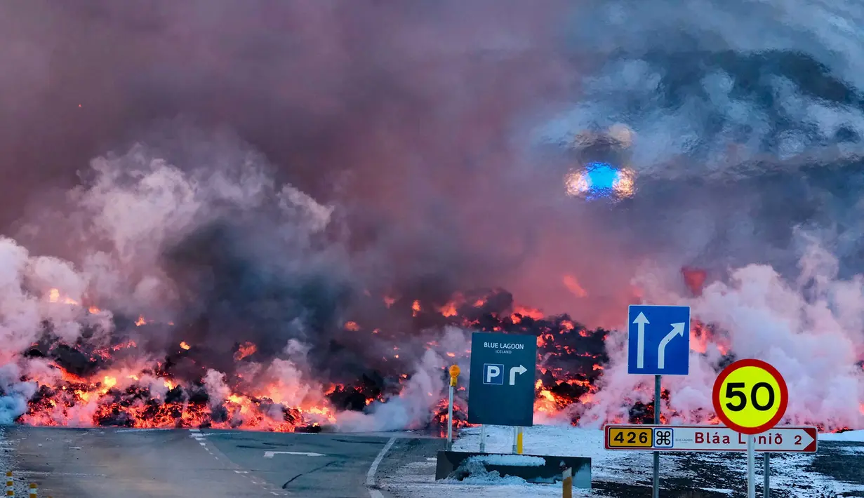 Letusan ini terjadi di daerah yang sama dengan dua letusan sebelumnya. (Kristinn Magnusson/AFP/Islandia out)