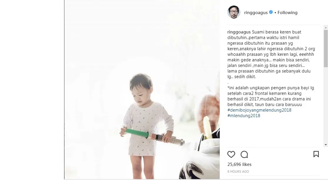 Ringgo Agus Rahman bocorkan keinginannya di 2018 (Foto: Instagram)