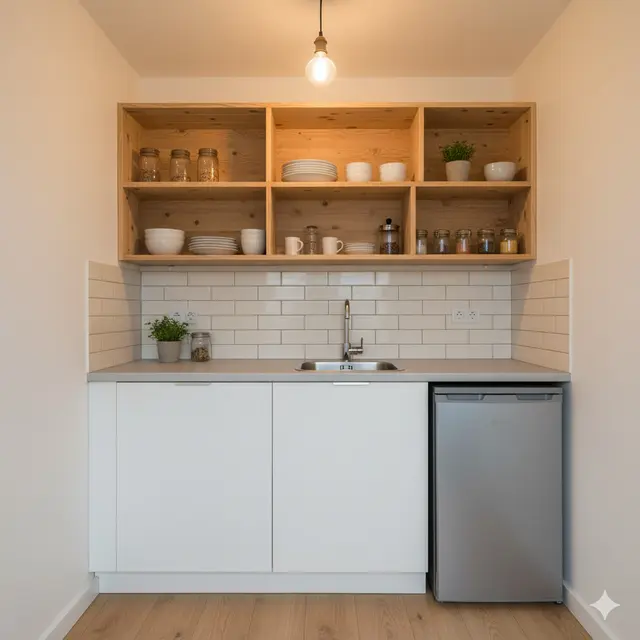 Desain Dapur Kecil di Rumah Subsidi. Gemini