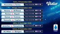 Jadwal Serie A 2020/2021 pekan pertama di Vidio. (Sumber: Vidio)