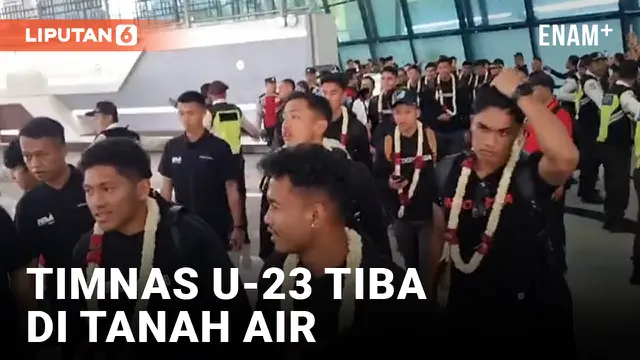 TIMNAS INDONESIA U-23 GARUDA MUDA TIBA DI JAKARTA, DISAMBUT MERIAH PARA SUPORTER