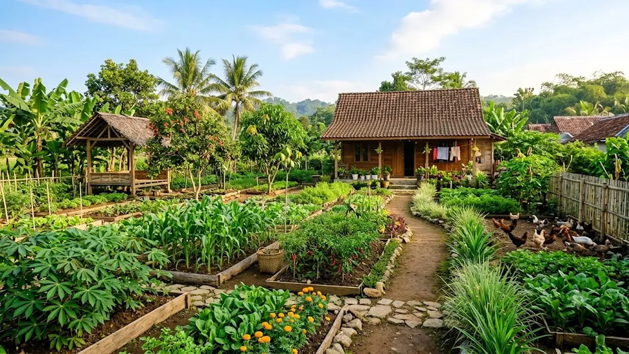Inspirasi Kebun Rumah Ala Kampung di Lahan Luas Tapi Tetap Tertata Rapi