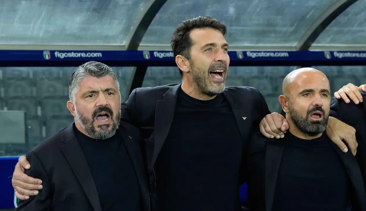 Di menit awal pertandingan, tim racikan Gennaro Gattuso tampil dominan, meski sempat kesulitan menembus rapatnya pertahanan Israel. (AP Photo/Luca Bruno)