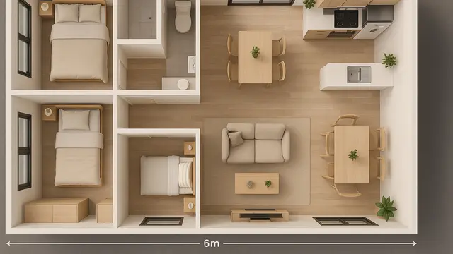 Gambar Rumah Minimalis 6x8 Kamar 3/via ChatGPT