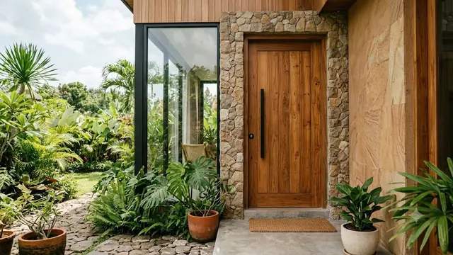 Model Pintu Rumah Japandi dengan Material Lokal