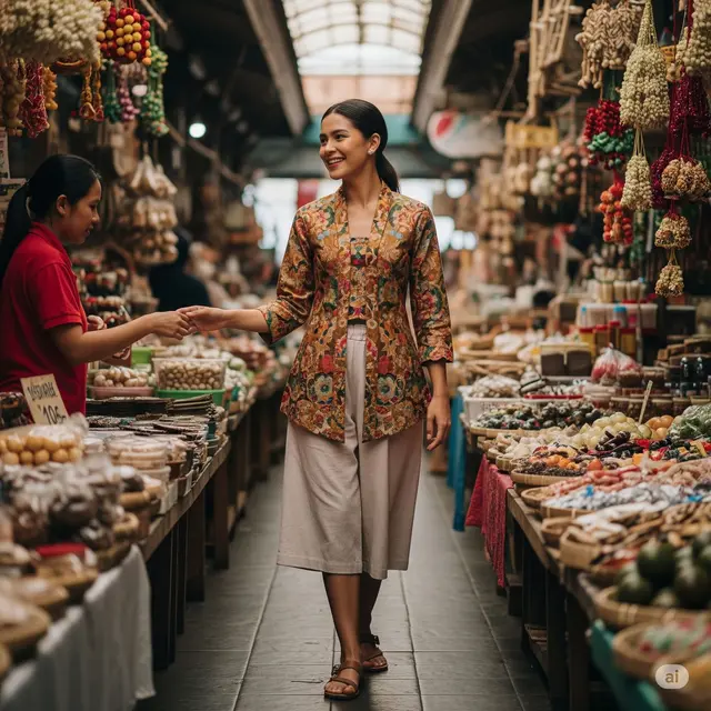Inspirasi Outfit Ibu-Ibu ke Pasar yang Tidak Pasaran. Foto: Gemini