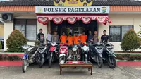 Empat tersangka kasus pencurian motor di Kabupaten Pringsewu, Lampung. Foto : (Istimewa).