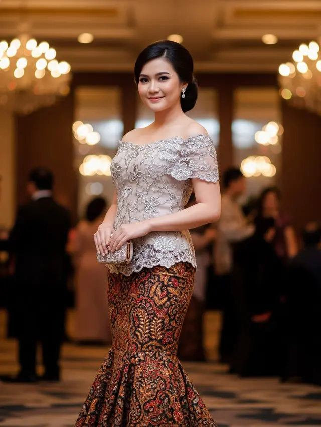 Atasan Brokat & Bawahan Rok Batik (Image by Gemini AI)