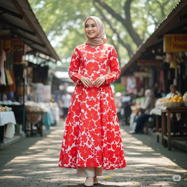 Gamis Katun Jepang Motif Red Series