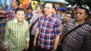 Calon Gubernur DKI Jakarta nomor urut dua, Basuki Tjahaja Purnama, bersama Ketua Umum Partai Golkar Setya Novanto menghadiri acara "Bersyukur Jakarta", Jumat (20/1). (Liputan6.com/Immanuel Antonius)