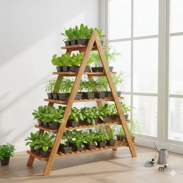 Rak Kayu Model A-Frame (Segitiga) (Gemini AI)