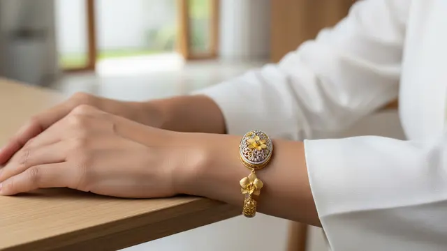 Model Gelang Emas Ukir Motif Bunga Klasik