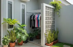 Inspirasi Area Jemuran dengan Roster Rumah Type 36. (Foto: AI)