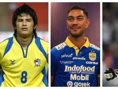 Foto kolase tiga pemain asing yang sempat memperkuat Persib Bandung yakni, Suchao Nutnum (kiri), Omid Nazari (tengah), dan Sinthaweechai Hathairattanakool (kanan). (Foto: AFP & Bola.com)