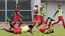 Pemain Persita Tangerang saat sesi latihan jelang laga Shopee Liga 1 di Stadion Sport Center Tangerang, Kamis, (5/3/2020). Persita akan berhadapan dengan PSM Makassar. (Bola.com/M Iqbal Ichsan)