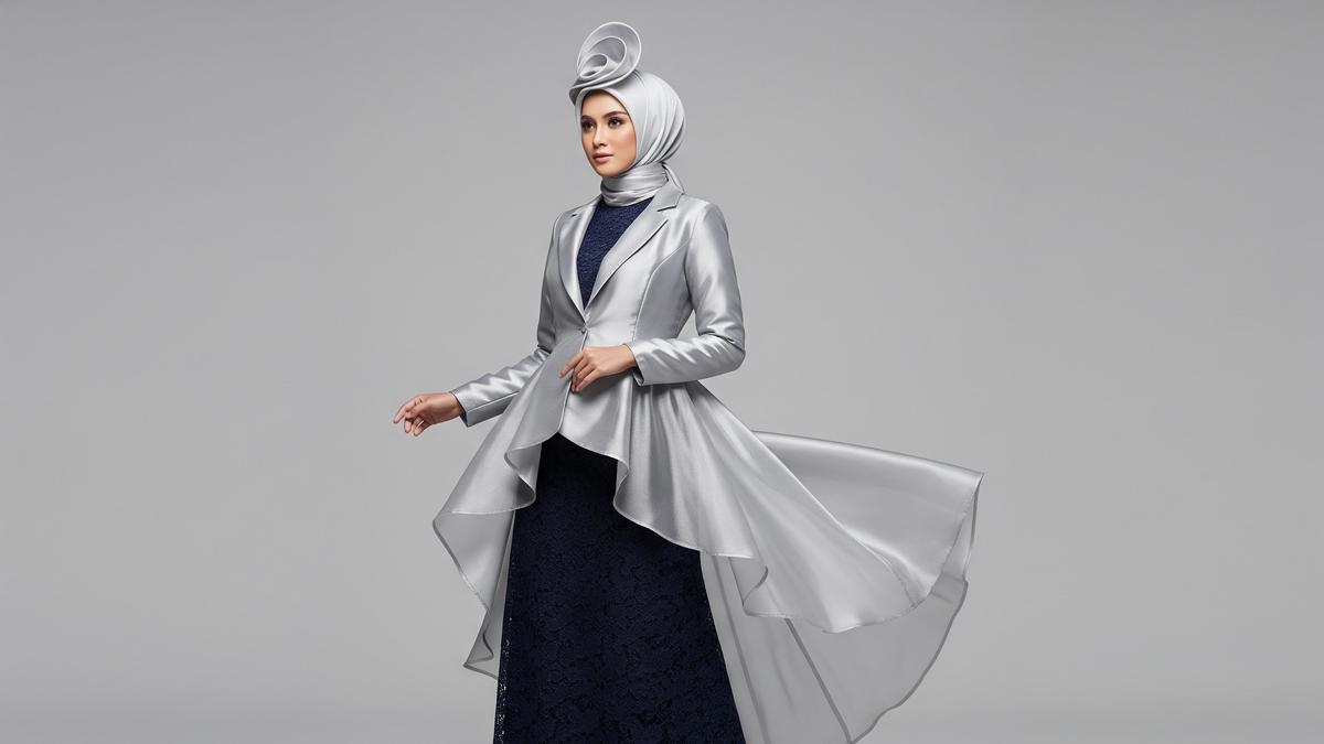 7 Inspirasi Model Gamis Brokat Kombinasi Blazer Organza untuk Tampilan Mewah
