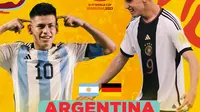 Semifinal Piala Dunia U-17 - Argentina Vs Jerman_Duel Pemain: Claudio Echeverri dan Max Moerstedt (Bola.com/Adreanus Titus)
