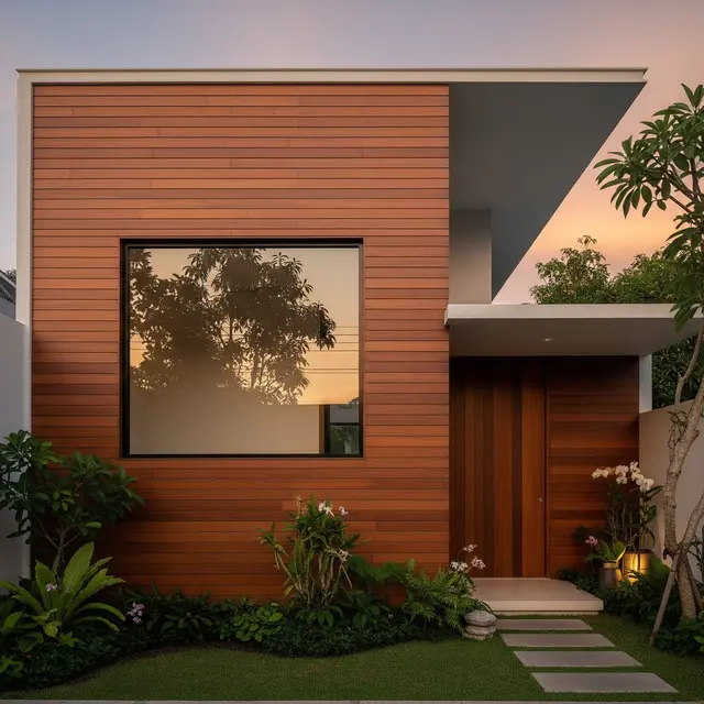 9 Desain Tampak Depan Rumah Minimalis Modern dengan Perpaduan Kayu, Hangat dan Elegan