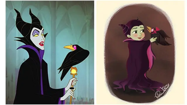 7 Ilustrasi Ubah Tokoh Jahat Disney Jadi Versi Anak-anak, Hasilnya Bikin Gemas