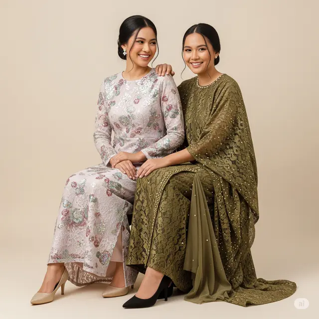 Model Dress Brokat Belah Samping Terpopuler.
