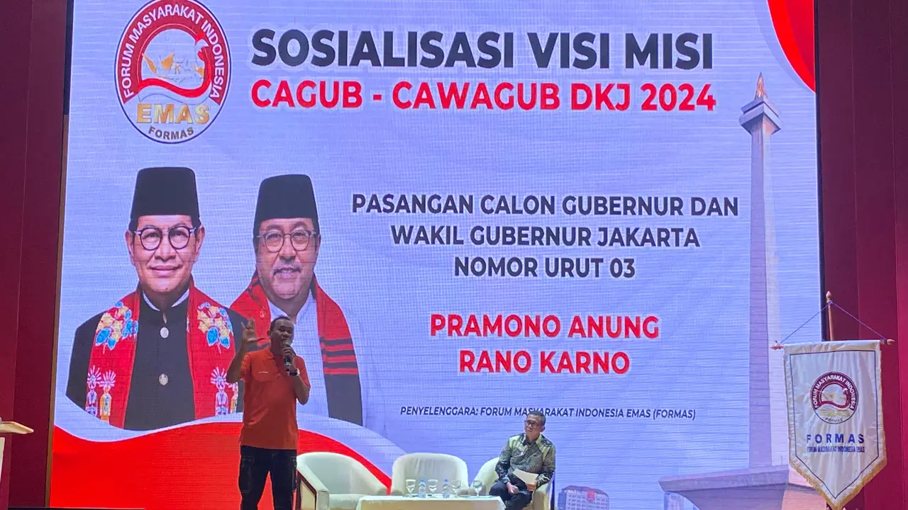 Ketua Tim Pemenangan Pramono Anung-Rano Karno, Lies Hartono alias Cak Lontong merangkum visi misi yang digagaskan oleh pasangan Pramono-Rano di Pilkada Jakarta 2024.