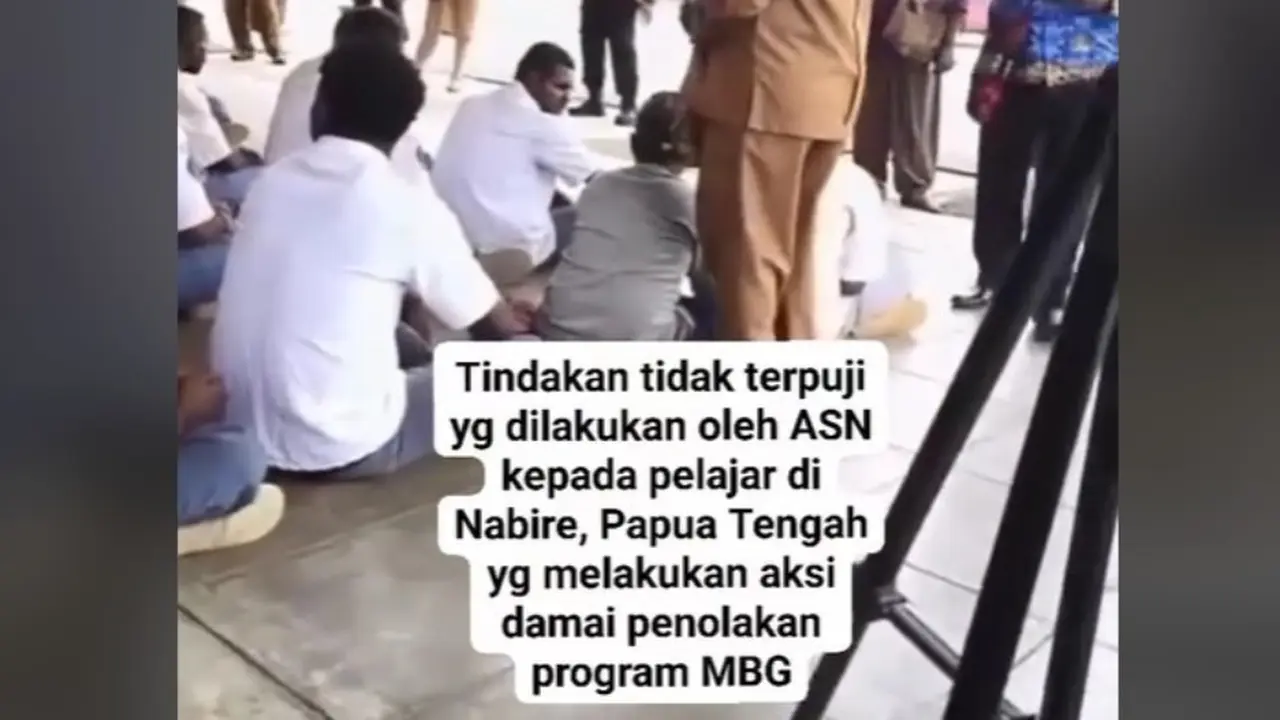 ASN yang Tendang Siswa Demo Tolak Makan Bergizi Gratis di Papua Bikin Video Permintaan Maaf.  foto: TikTok @callmynayakh