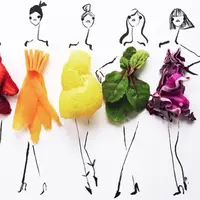 Kerennya 14 illustator fashion sketsa gaun menggunkan makanan.
