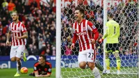 Bojan Krkic usai mencetak gol ke gawang MU (Reuters)