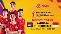 Nonton Kamboja vs Indonesia - Perebutan Tempat Ke-3: ASEAN U19 Boys Championship 2026 di Vidio