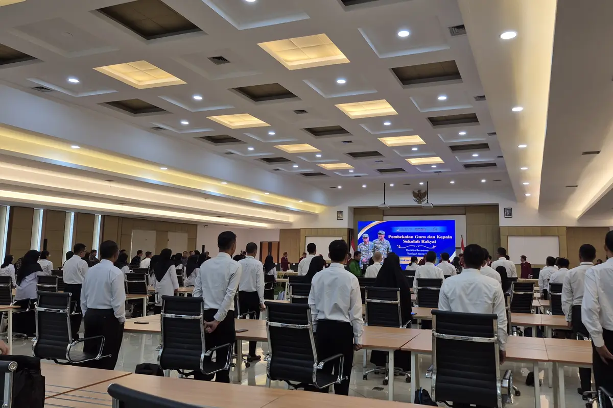 Kegiatan Pembekalan Guru dan Kepala Sekolah Rakyat di Pusat Pendidikan, Pelatihan, dan Pengembangan Profesi, Margaguna, Jakarta Selatan.