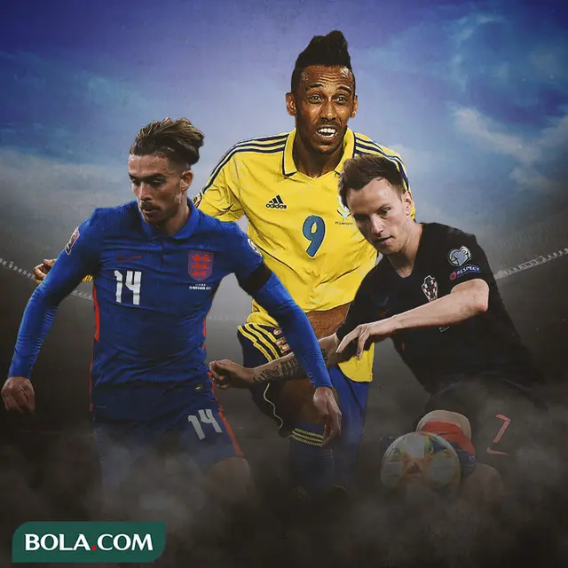 Ilustrasi - Jack Grealish, Pierre-Emerick Aubameyang, Ivan Rakitic