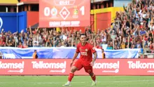 Bruno Gomes usai mencetak gol penyama kegawang Persik Kediri. Gol itu menyelamatkan Semen Padang dari kekalahan dalam lanjutan BRI liga 1 pekan ke-33 di Stadion H.Agus Salim, Kota Padang, Minggu (18/05/2025). (Nandang Permana/Bola.com)