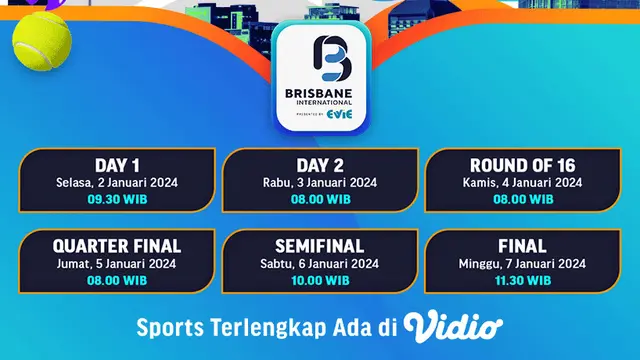 Link Live Streaming WTA Brisbane International 2024 di Vidio Pekan Ini