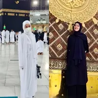 Intip penampilan aktris Lulu Tobing dalam balutan gamis dan hijab saat melaksanakan ibadah umrah. (Instagram/lutob)