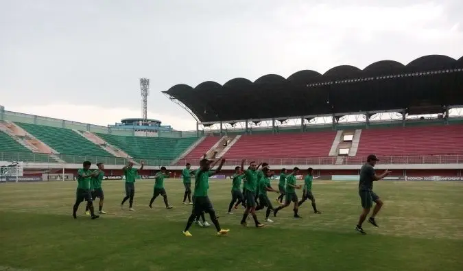 Skuat Timnas Indonesia jalani latihan di Stadion Maguwoharjo, Sleman (Foto: Yanuar H/Liputan6.com)