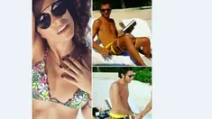 Pebalap MotoGP asal Italia, Valentino Rossi, berlibur bersama sang kekasih, Linda Morselli, di salah satu pantai di Meksiko. (Facebook)