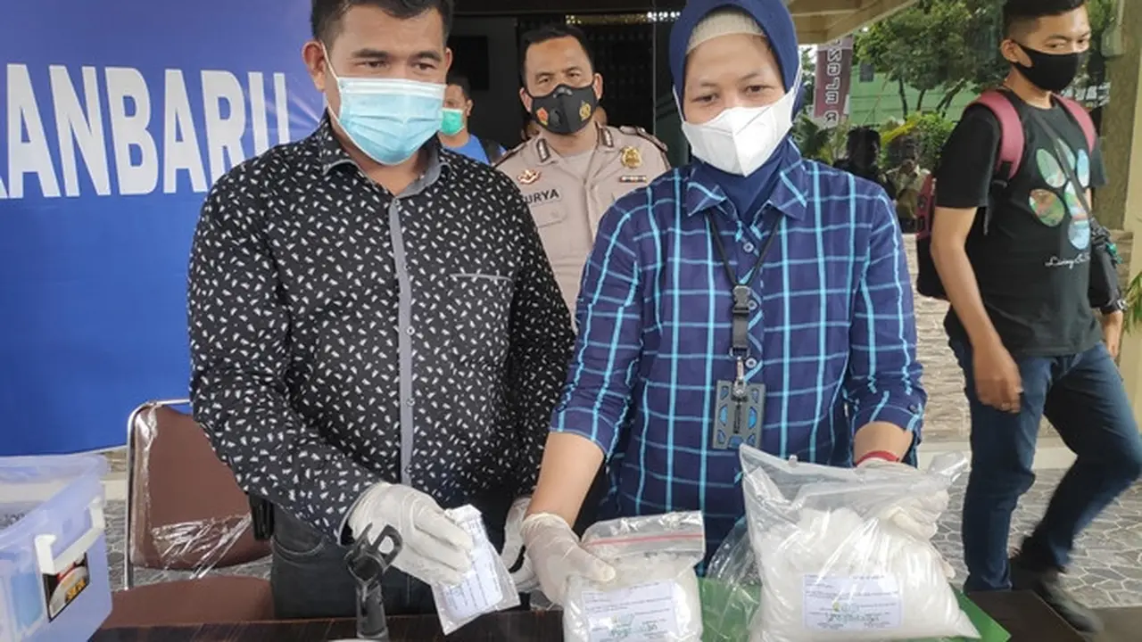 Barang bukti narkoba jenis sabu sitaan Polresta Pekanbaru.