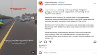 Tiga unit mobil terlibat tabrakan beruntun di ruas Tol Jagorawi KM 21, Kabupaten Bogor, Jawa Barat pada Selasa (21/5/2024). Kecelakaan itu terjadi lantaran seorang bocah menyeberang jalan. (Instagram @bogordailynews)
