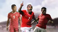 Ilustrasi - Ferdinand Sinaga, Boaz Solossa, Titus Bonai (Bola.com/Adreanus Titus)