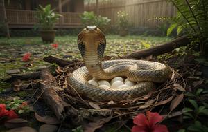 Tips Mengenali Tanda-Tanda Ular Kobra Bertelur di Pekarangan, Waspadai Lingkungan Rumah Tetap Aman (Foto: Gemini AI)